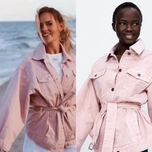 belted denim jacket zara